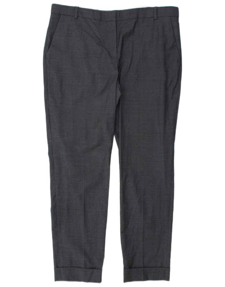 JIGSAW Pantaloni chino drepți pentru femei UK 14 Large W34 L28 Gri cu pete