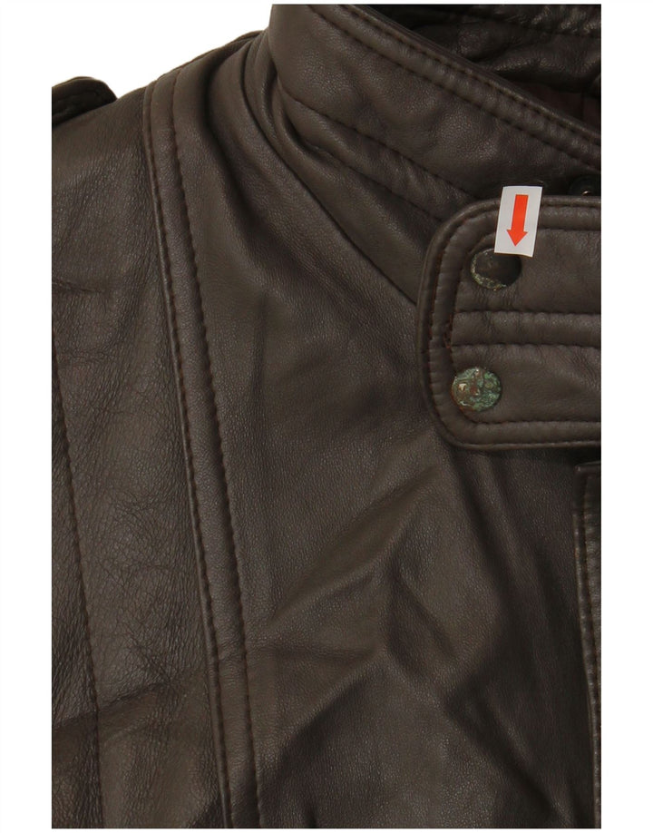 Jachetă de piele pentru bărbați VINTAGE IT 54 2XL din piele maro
