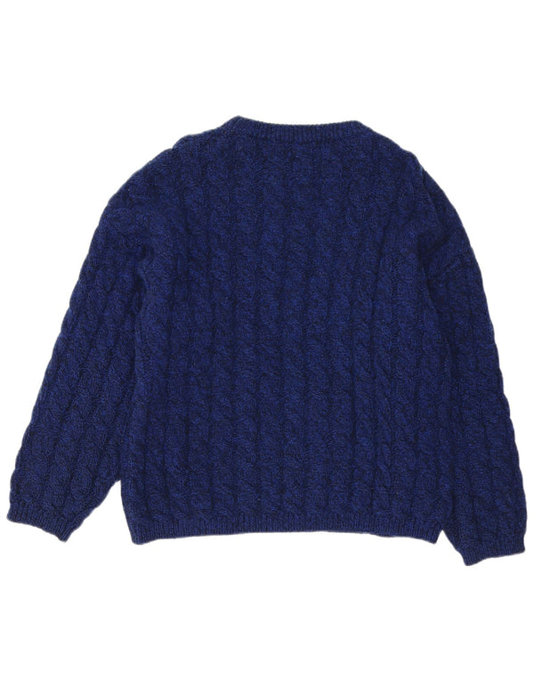 Pulover Benetton pentru bărbați, cu gât de barcă, IT 50 Medium Bluemarin Lână virgină