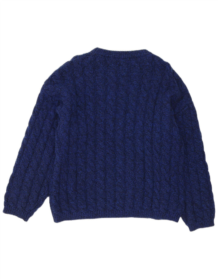 Pulover Benetton pentru bărbați, cu gât de barcă, IT 50 Medium Bluemarin Lână virgină