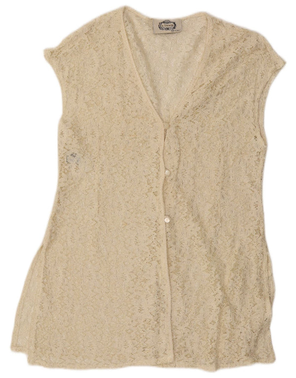 Bluză cămașă fără mâneci pentru femei LA SIRENETTA UK 14 Medium Off White Viscose