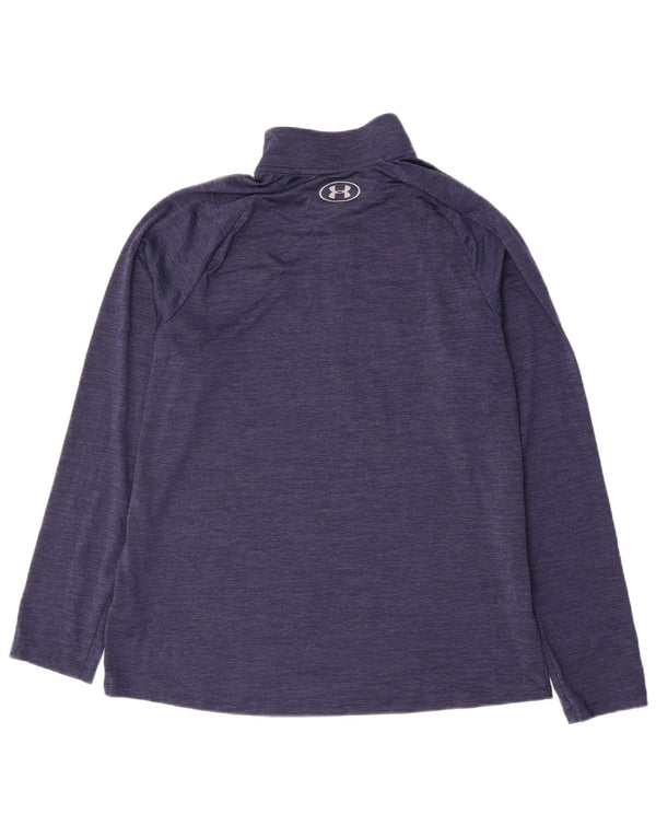 Top de trening Under Armour pentru bărbați, cu fermoar și gât, cu dungi mari, albastru
