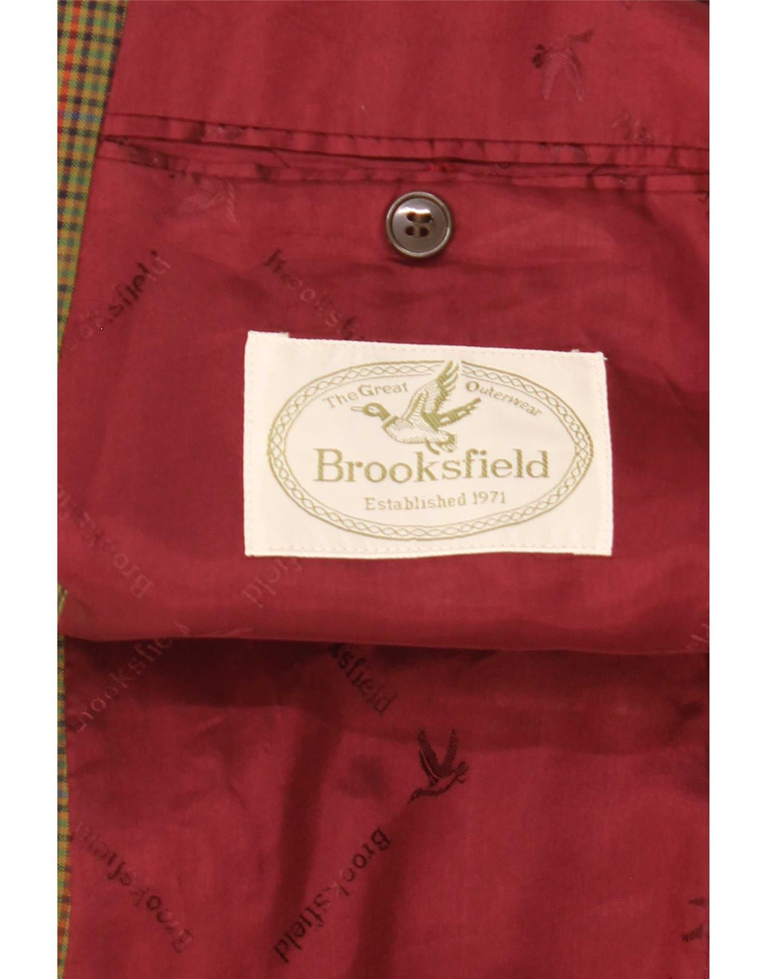 Jachetă Brooksfield pentru bărbați, cu 2 nasturi, IT 52 XL, lână verde vichy