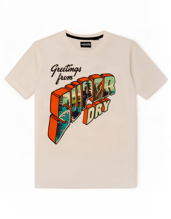 Tricou grafic Superdry pentru femei Top UK 12 Medium White Bumbac