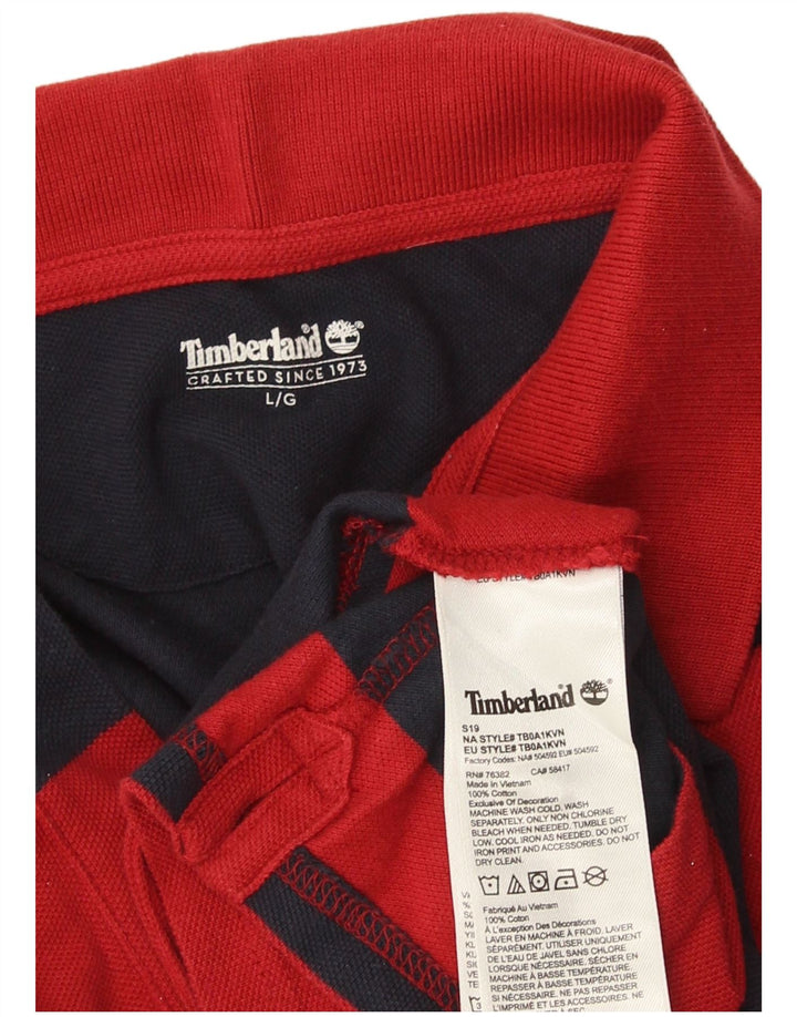 Tricou polo Timberland pentru bărbați, bumbac cu dungi roșii mari