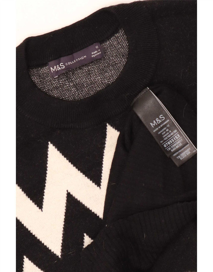 Pulover pentru femei Marks & Spencer cu decolteu triplu UK 12 Medium Negru