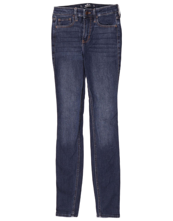 Blugi Hollister pentru femei cu talie înaltă super skinny W24 L30 bumbac albastru