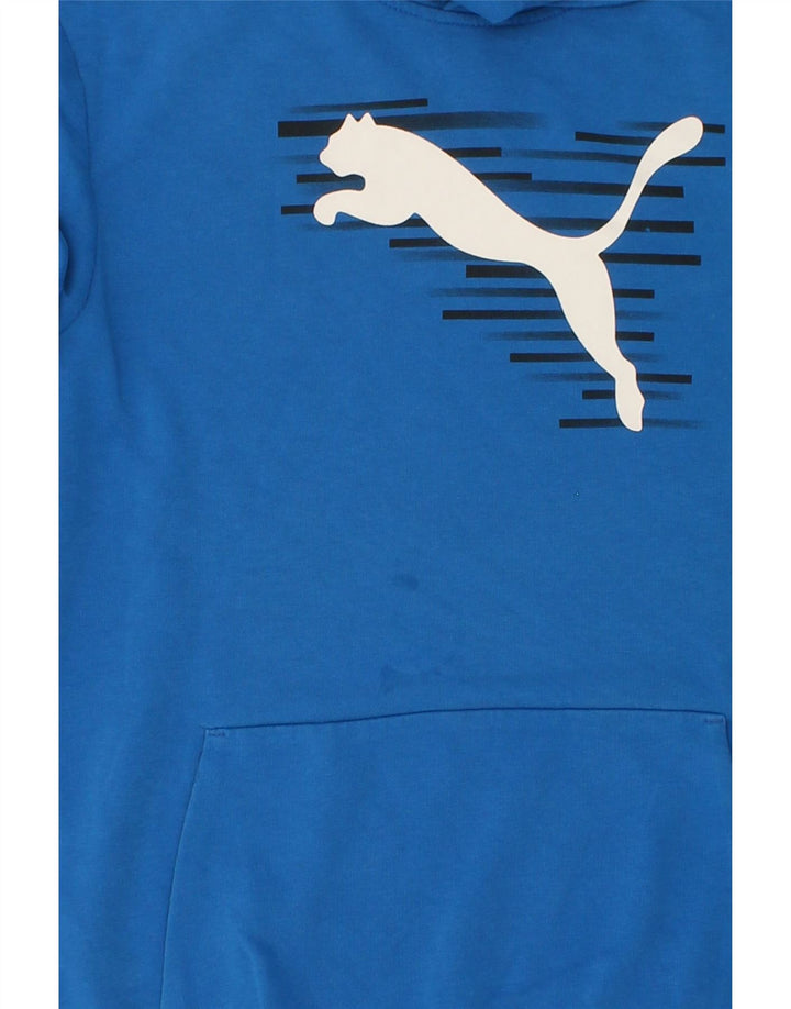 PUMA Mens Graphic Hoodie Jumper Medium Blue Cotton Vintage Puma and Second-Hand Puma from Messina Hembry 