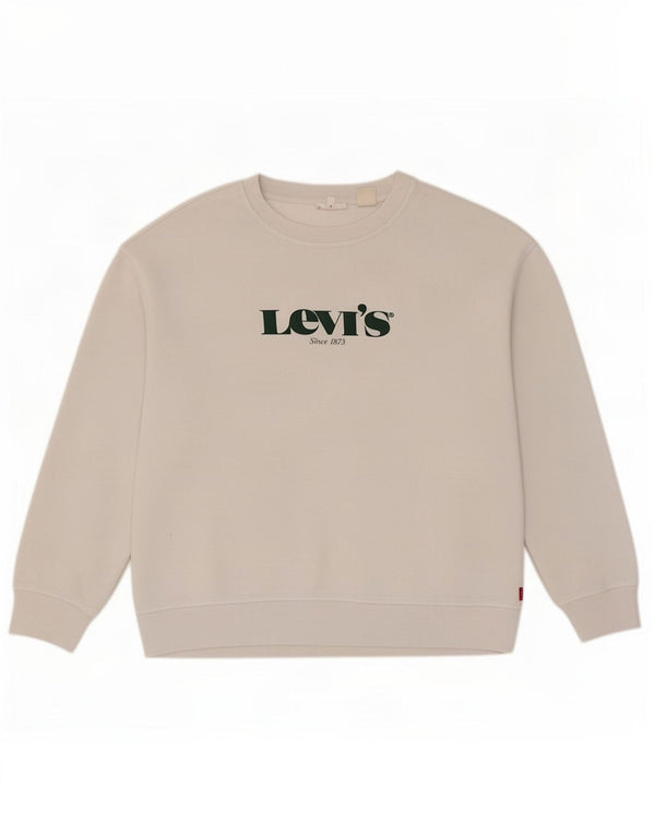 Levi's Pulover supradimensionat cu grafic pentru femei UK 16 Bumbac alb mare