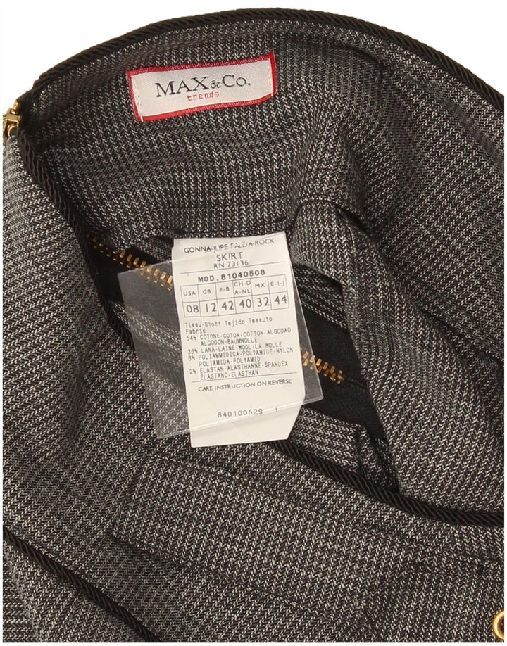 Max & Co. Fusta dreaptă pentru femei UK 12 Medium W32 Bumbac cu picioare de gață gri