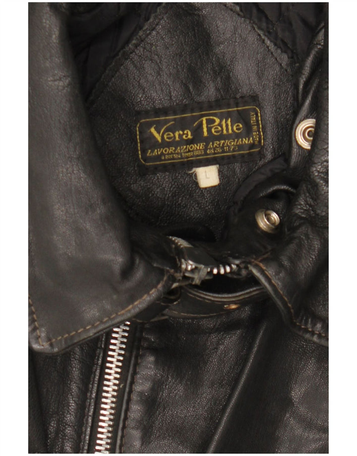 Jachetă de piele pentru bărbați VINTAGE UK 40, mare, neagră