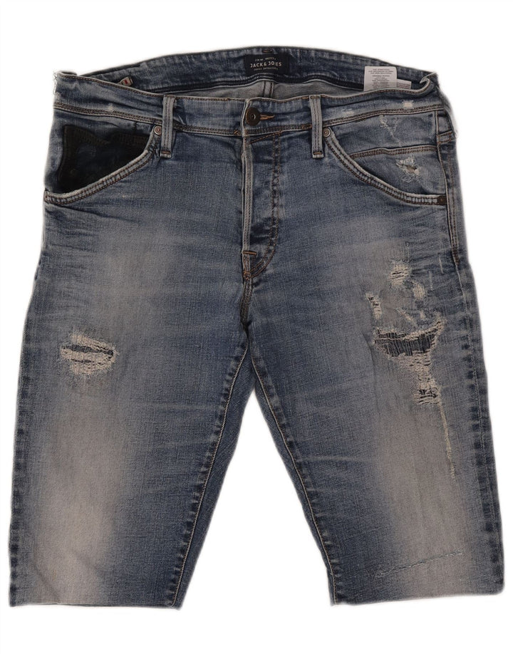 JACK & JONES Pantaloni scurți din denim învechit pentru bărbați W36 Bumbac albastru mare