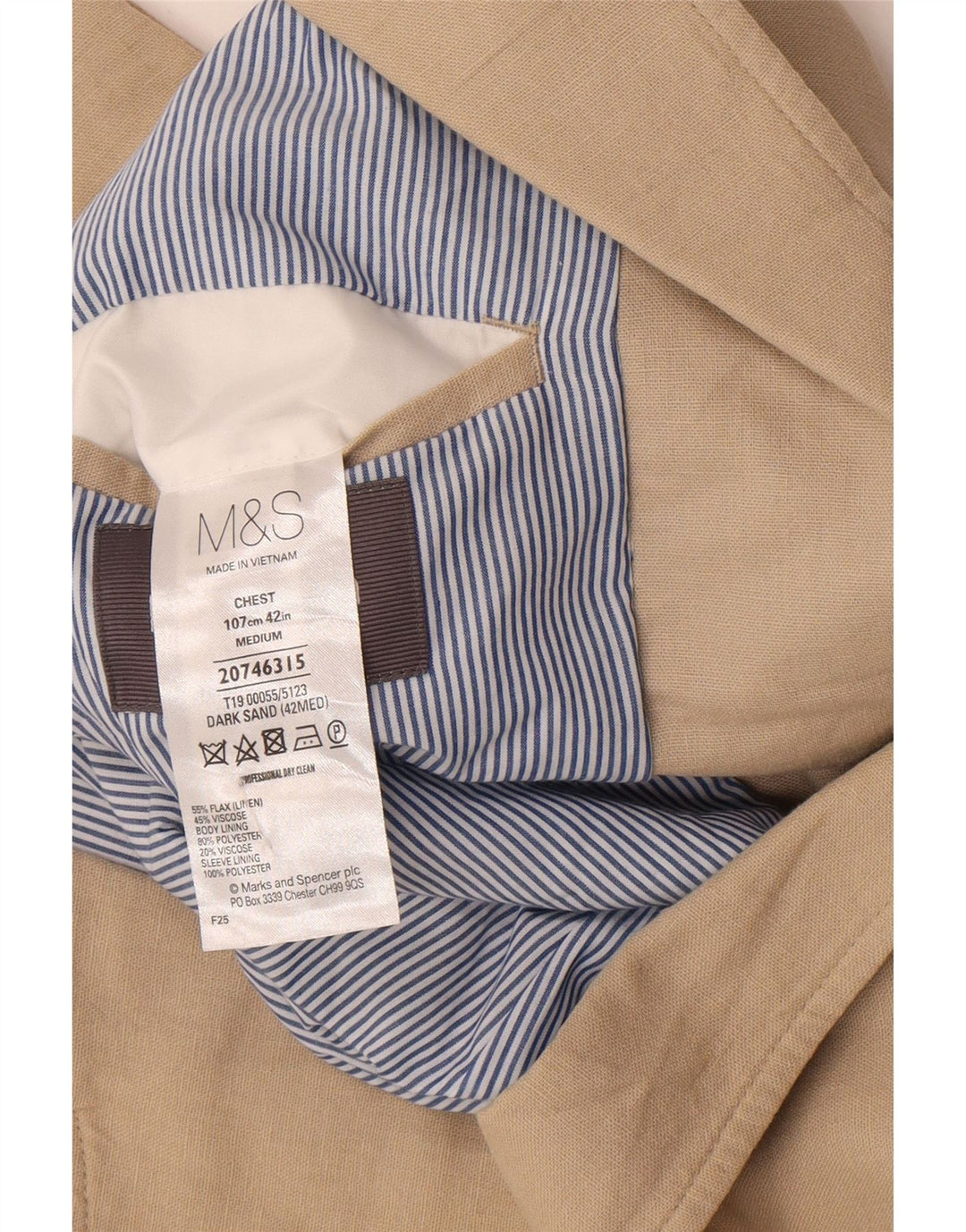 Jachetă pentru bărbați Marks & Spencer, cu 2 nasturi, UK 42, mare, bej, in