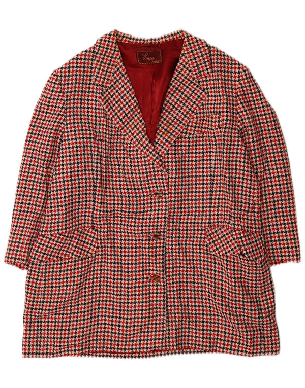 Blazer vintage pentru femei cu mâneci 3/4 UK 16, mare, roșu, picior de găină