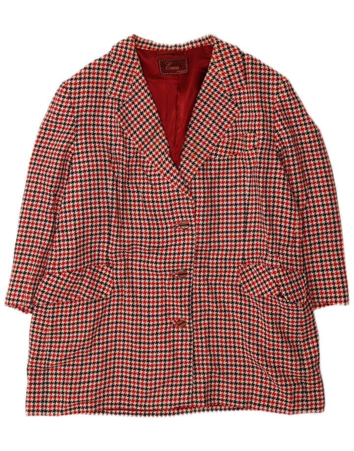Blazer vintage pentru femei cu mâneci 3/4 UK 16, mare, roșu, picior de găină