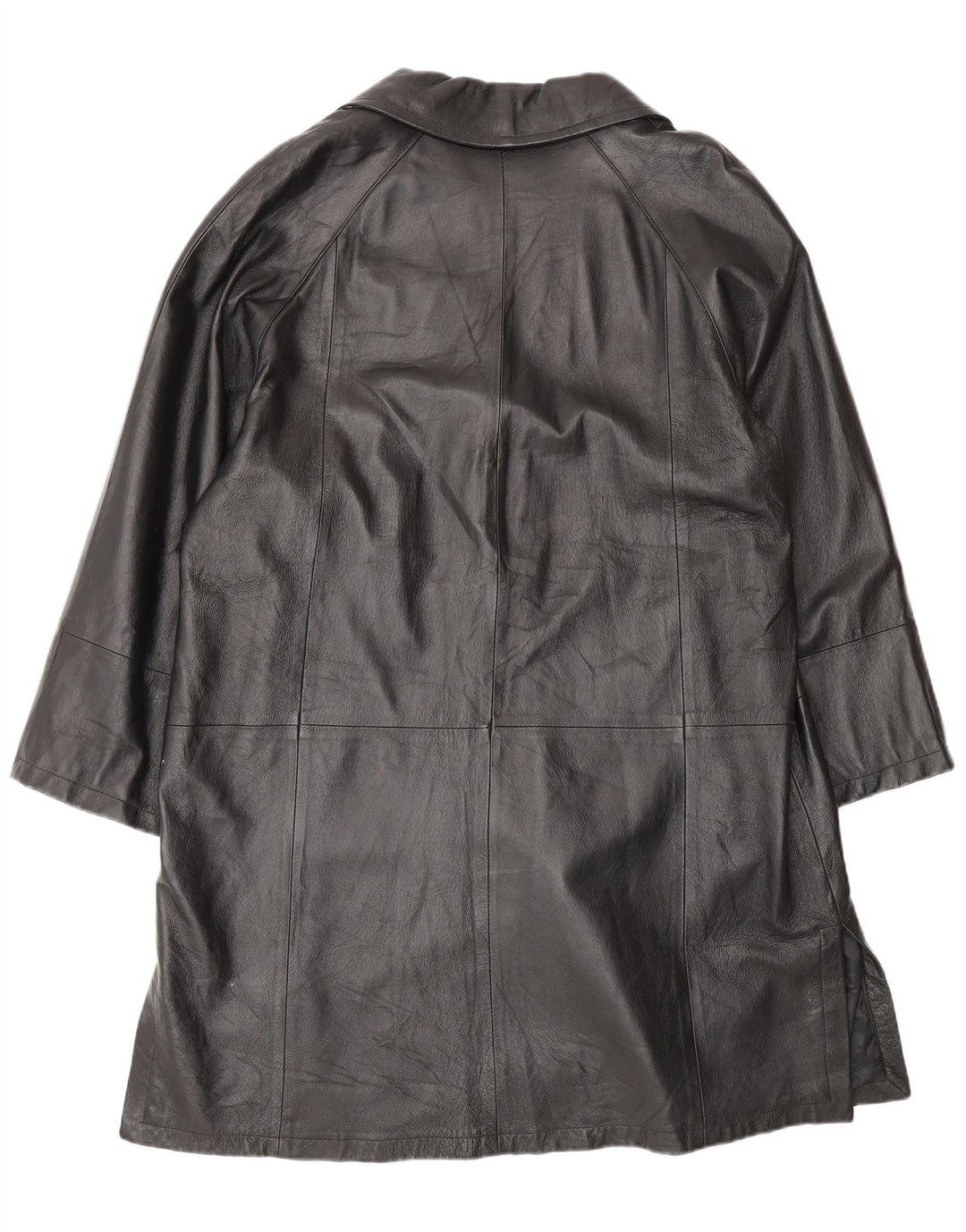 Palton supradimensionat din piele vintage pentru femei IT 50 XL din piele neagră