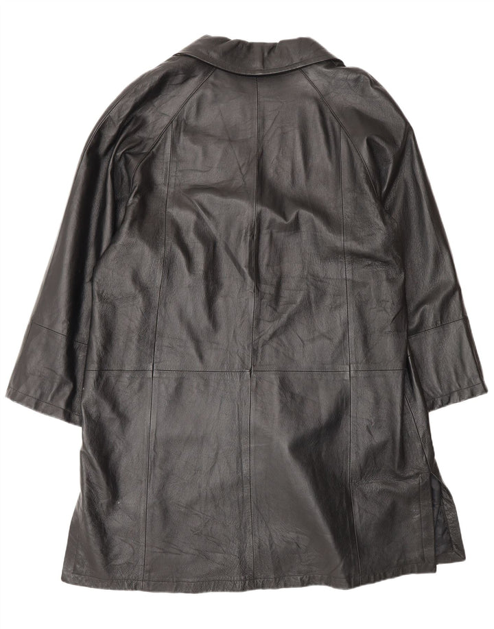 Palton supradimensionat din piele vintage pentru femei IT 50 XL din piele neagră