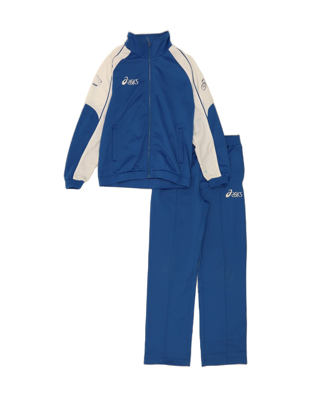 ASICS Boys Graphic Full Tracksuit 11-12 Years  Blue Colourblock Polyester Vintage Asics and Second-Hand Asics from Messina Hembry 