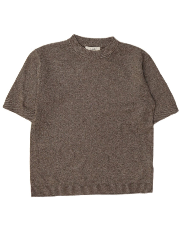 Pulover pentru femei Marks & Spencer, cu mânecă scurtă, cu gât crew, UK 6 XS, gri