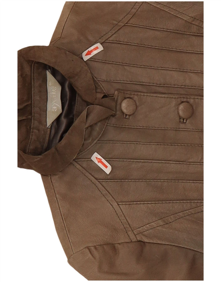 Jachetă din piele vintage pentru femei UK 10 Small Beige