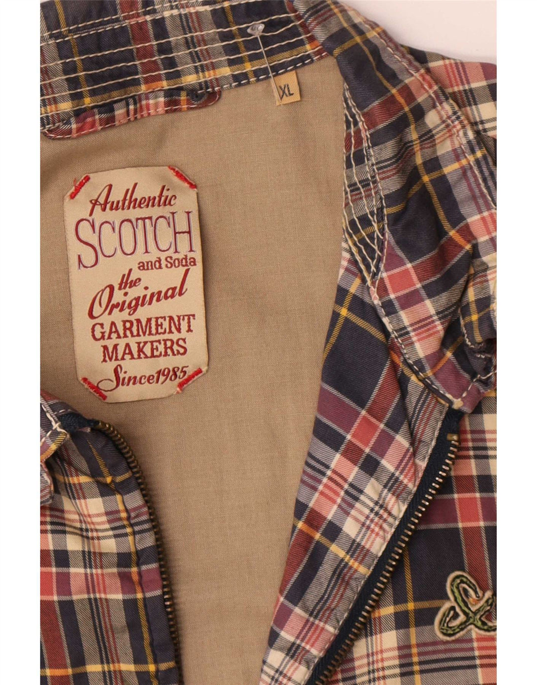 Jachetă Bomber pentru bărbați Scotch & Soda UK 42 XL, poliester cu carouri albastre