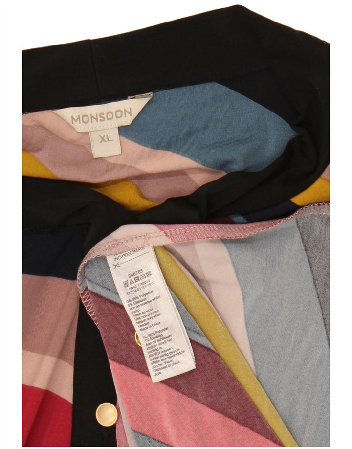 MONSOON Rochie maxi pentru femei cu cravată în față UK 18 XL, cu dungi multicolore