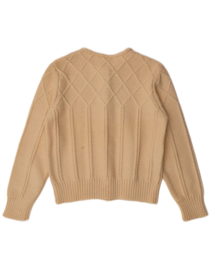 Pulover Cardigan Vintage pentru Damă UK 12 Mediu Lână albă