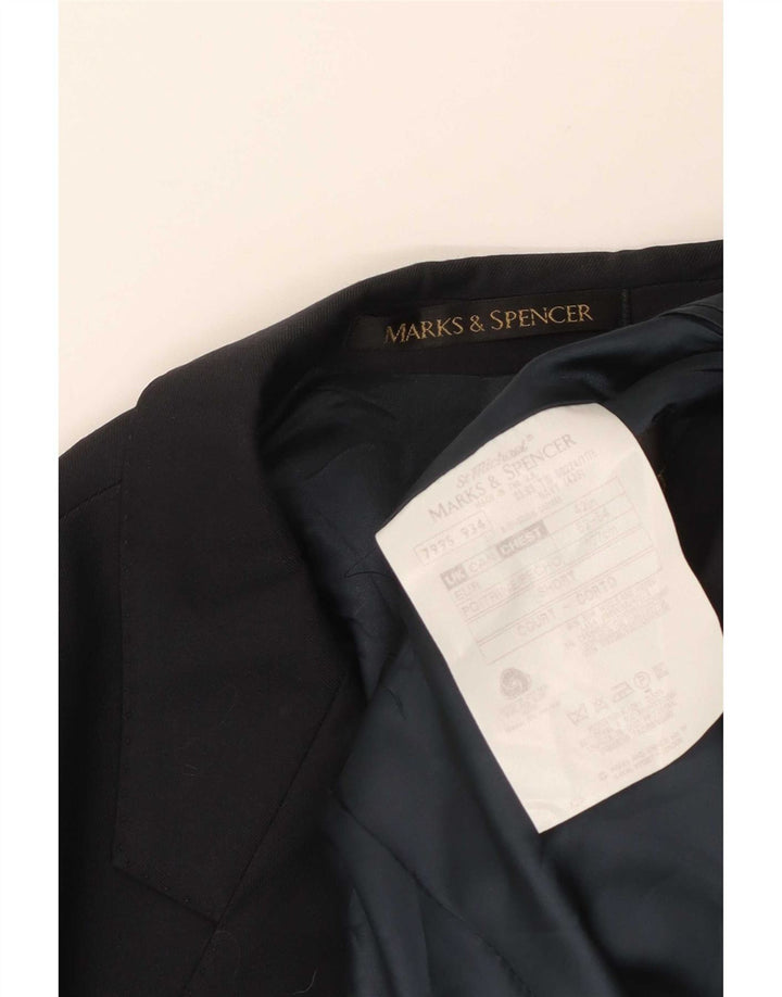 Jachetă pentru bărbați Marks & Spencer, scurtă, cu 2 nasturi, lână mare, albastru