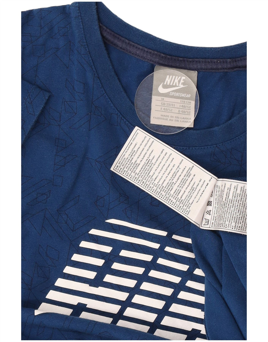Tricou pentru bărbați Nike Air Graphic Top Medium Blue Geometric Bumbac