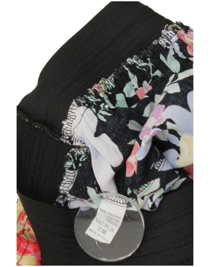 Fusta midi vintage pentru femei W28 Medium Black Floral Viscose