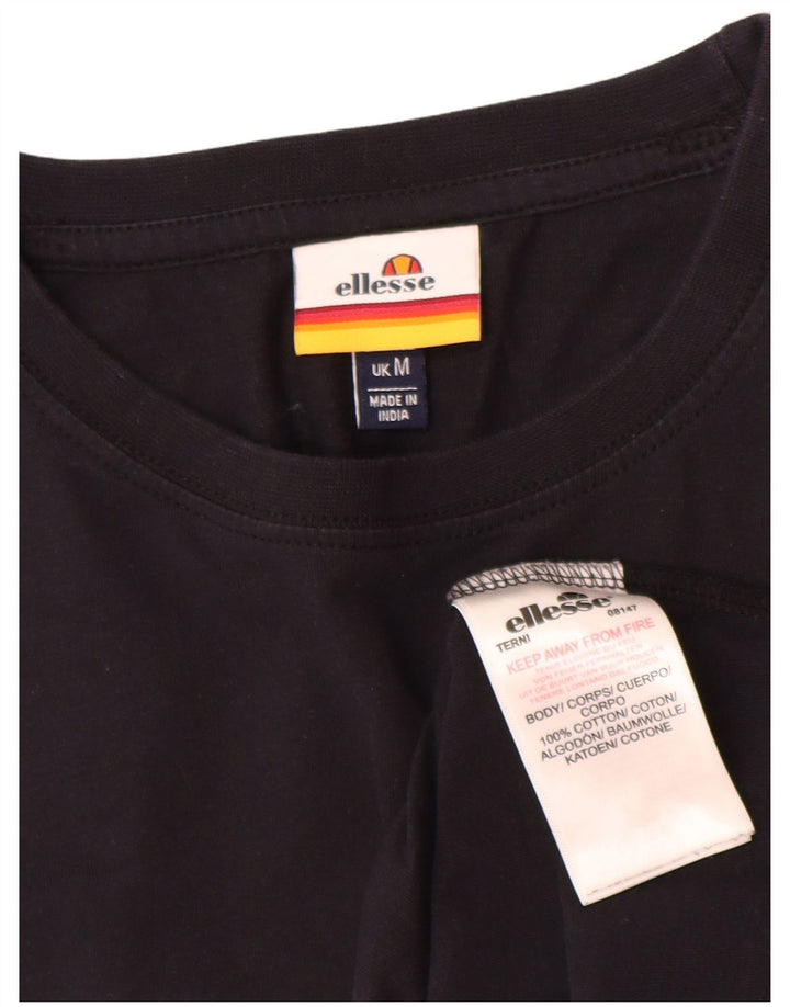 Tricou cu grafică pentru bărbați Ellesse Top mediu din bumbac negru