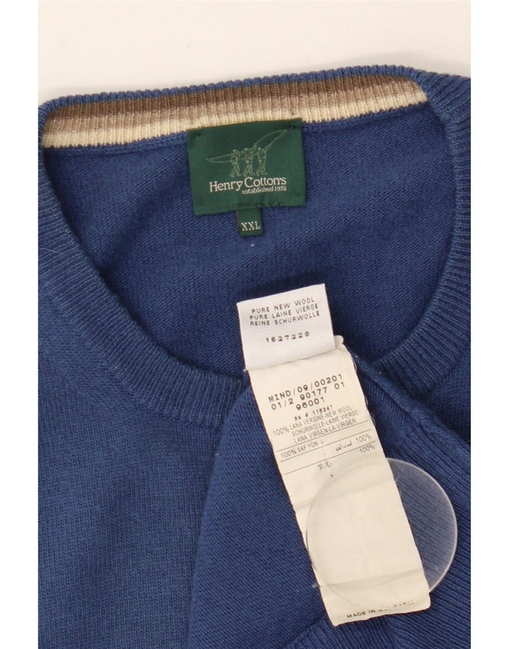 Pulover pentru bărbați Henry Cottons cu gât crew, 2XL, lână albastră