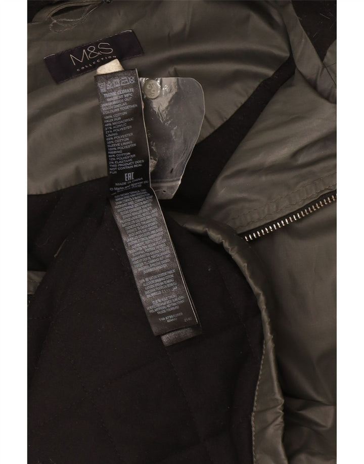 Marks & Spencer jachetă parka cu glugă pentru femei UK 14 mare bumbac verde