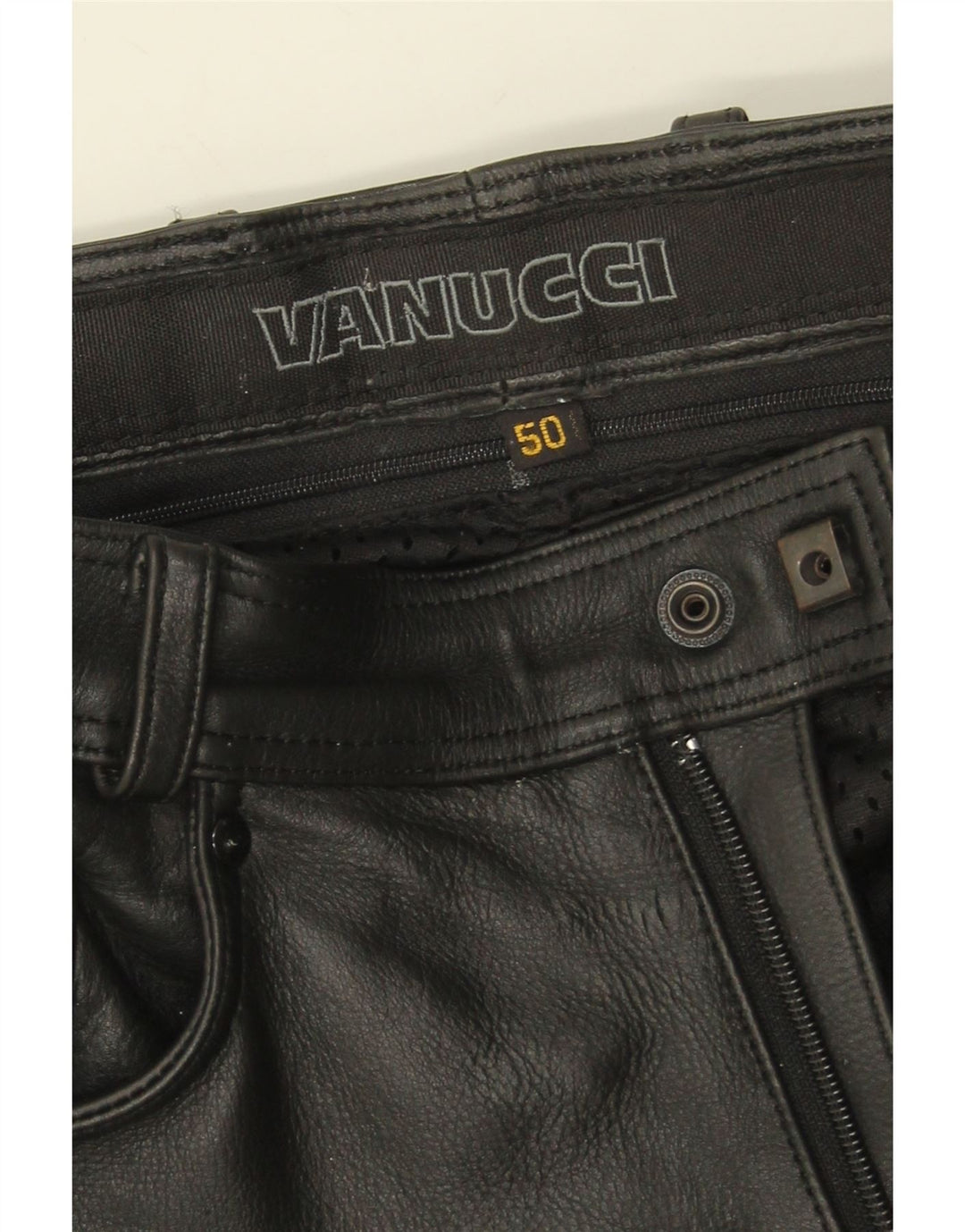 Pantaloni casual drepti pentru bărbați Vanucci IT 50 Large W34 L31 Piele neagră