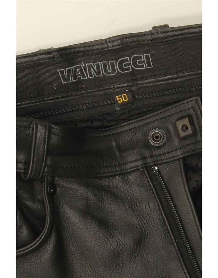Pantaloni casual drepti pentru bărbați Vanucci IT 50 Large W34 L31 Piele neagră