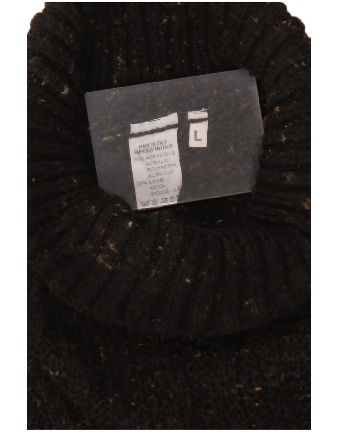 VINTAGE Pulover cu gât rulat pentru bărbați, mare, acrilic cu pete negru