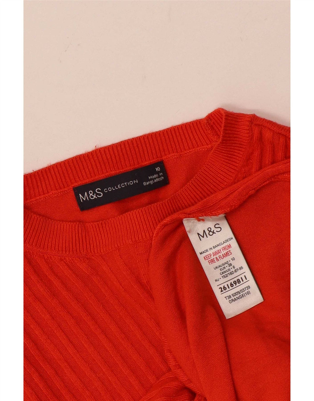 Pulover pentru femei Marks & Spencer cu gât de barcă UK 10 Mic portocaliu