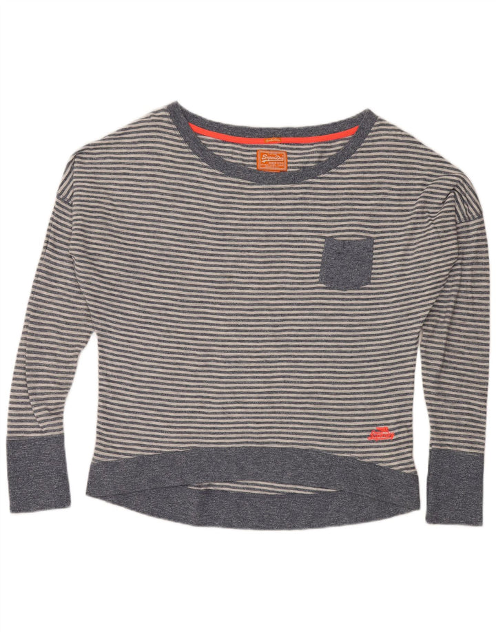Bluză supradimensionată pentru femei Superdry UK 16, bumbac mare cu dungi albastre