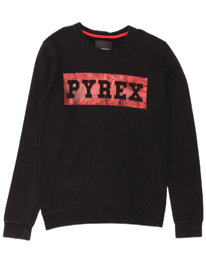 Pulover grafic Pyrex pentru bărbați, bumbac mic, negru