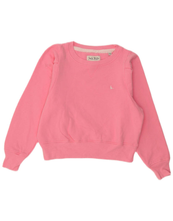 Jack Wills Pulover oversize pentru femei Crop, UK 10 Bumbac roz mic