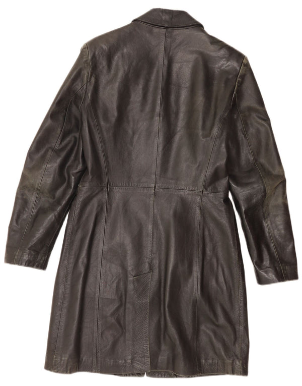 Vintage Womens Leather Coat IT 42 Medium Black Leather