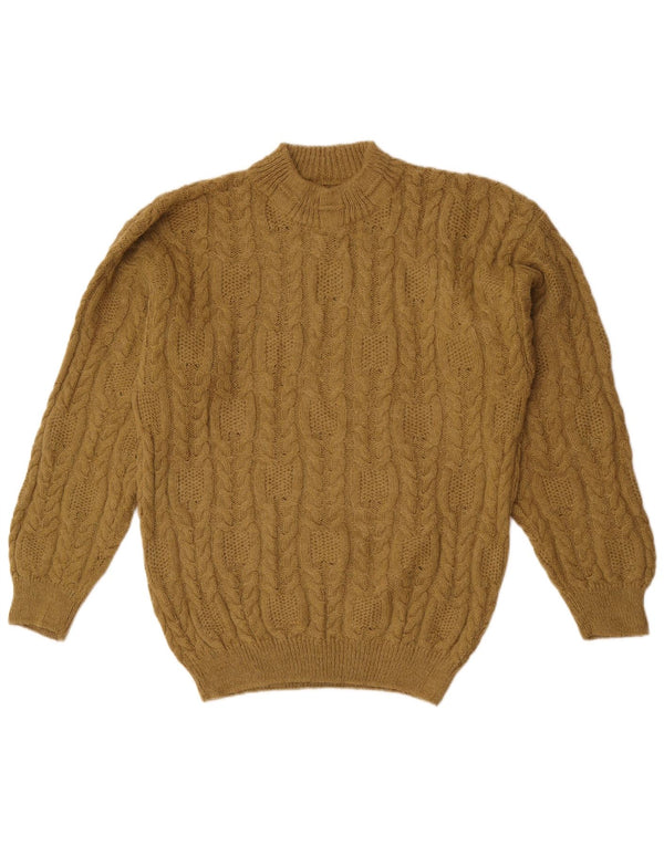 Pulover vintage pentru bărbați cu gât țestoasă, lână de alpaca, kaki