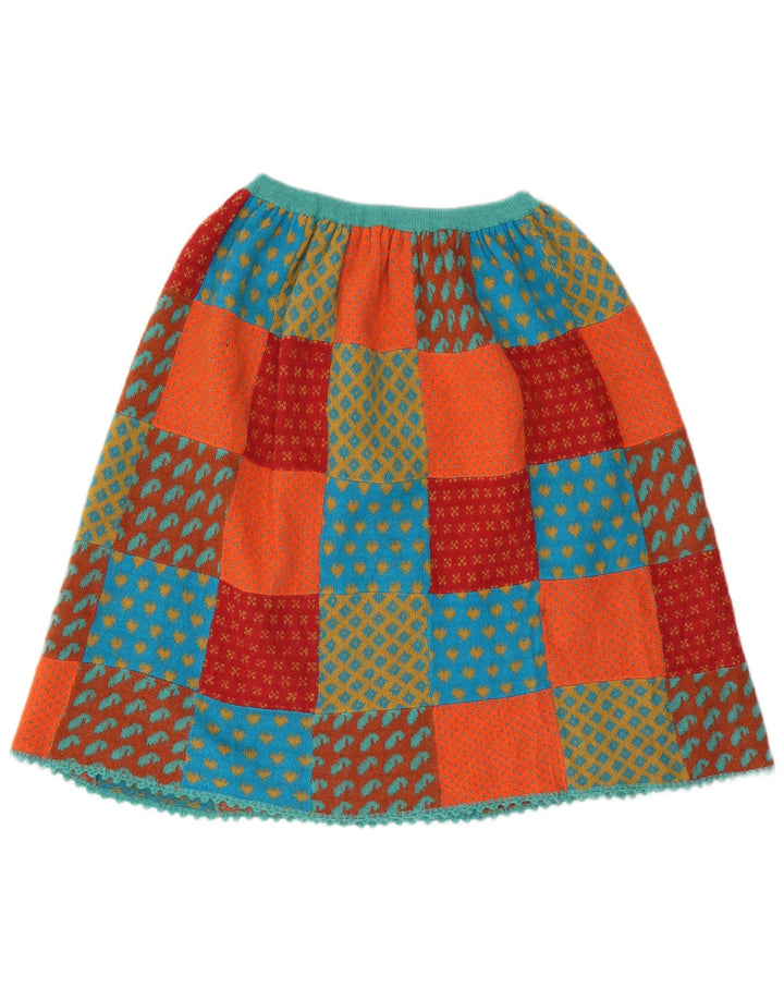 Fustă A-Line tricotată vintage pentru femei W26, patchwork multicolor mic