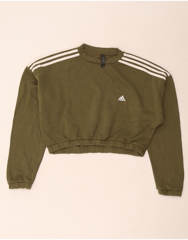 Pulover Adidas Crop Oversized pentru femei UK 16/18 Bumbac mare kaki
