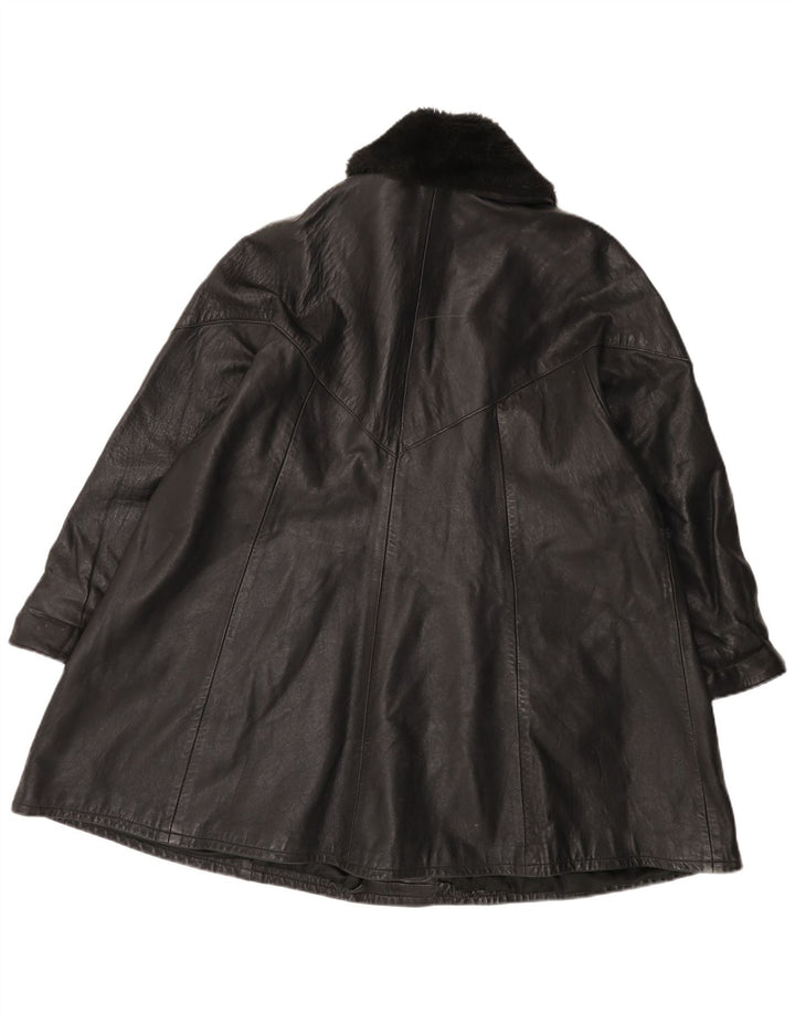 Palton din piele vintage pentru femei UK 14 mare negru