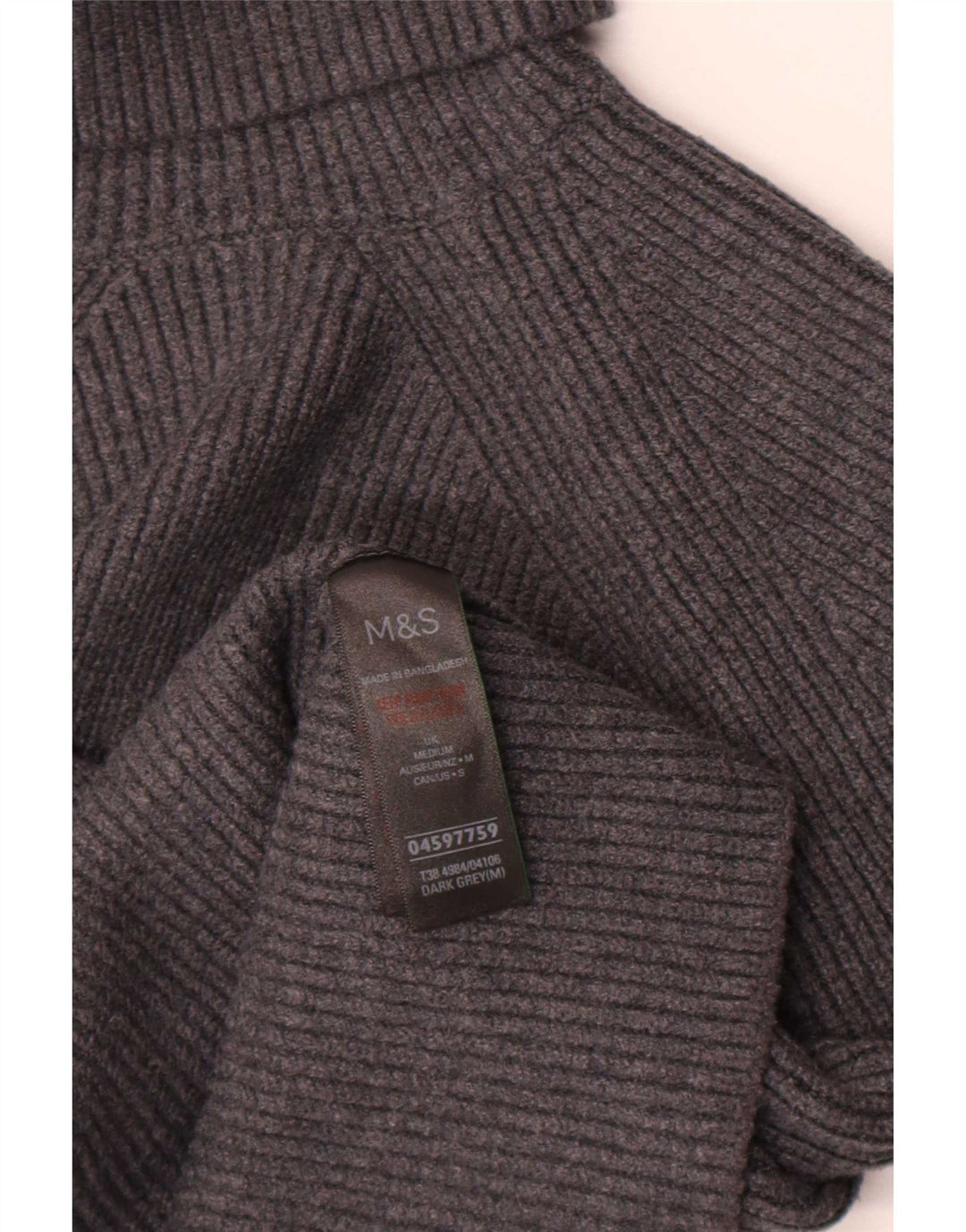 Pulover pentru femei Marks & Spencer Crop cu gât rulat UK 12 Medium Gri