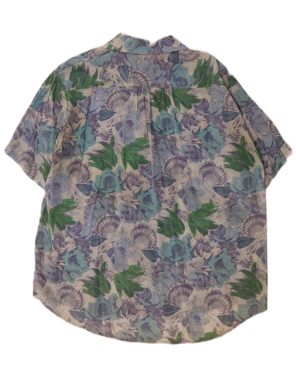 Bluză cămașă supradimensionată cu mânecă scurtă pentru femei Vintage IT 42 Medium Blue Floral