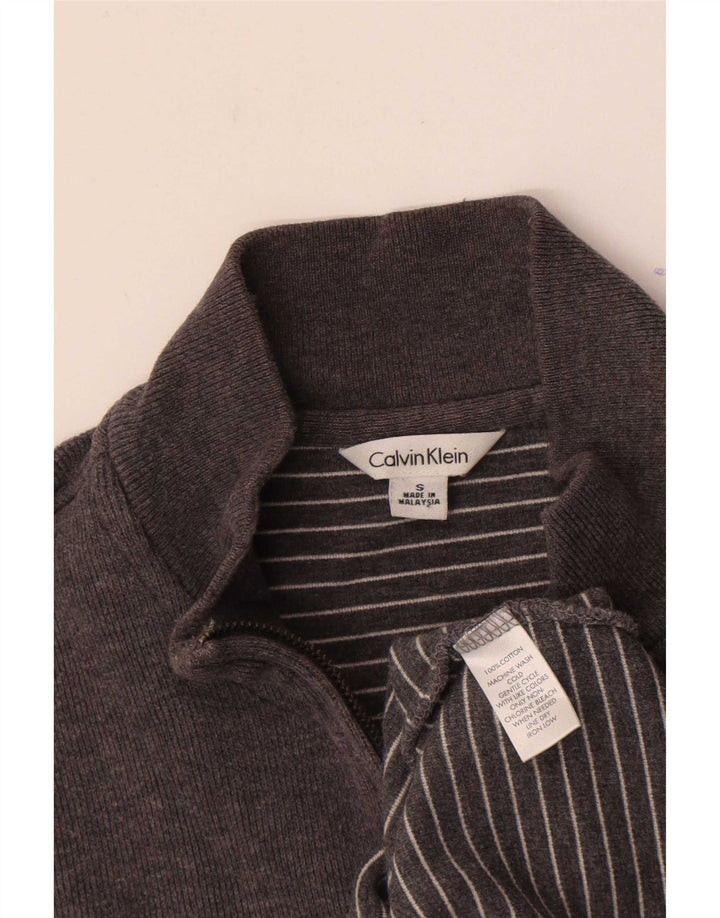 Hanorac Calvin Klein pentru bărbați, cu fermoar, cu gât, din bumbac mic, gri