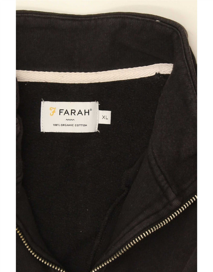 Pulover pentru bărbați Farah, cu fermoar, cu gât, XL, bumbac negru