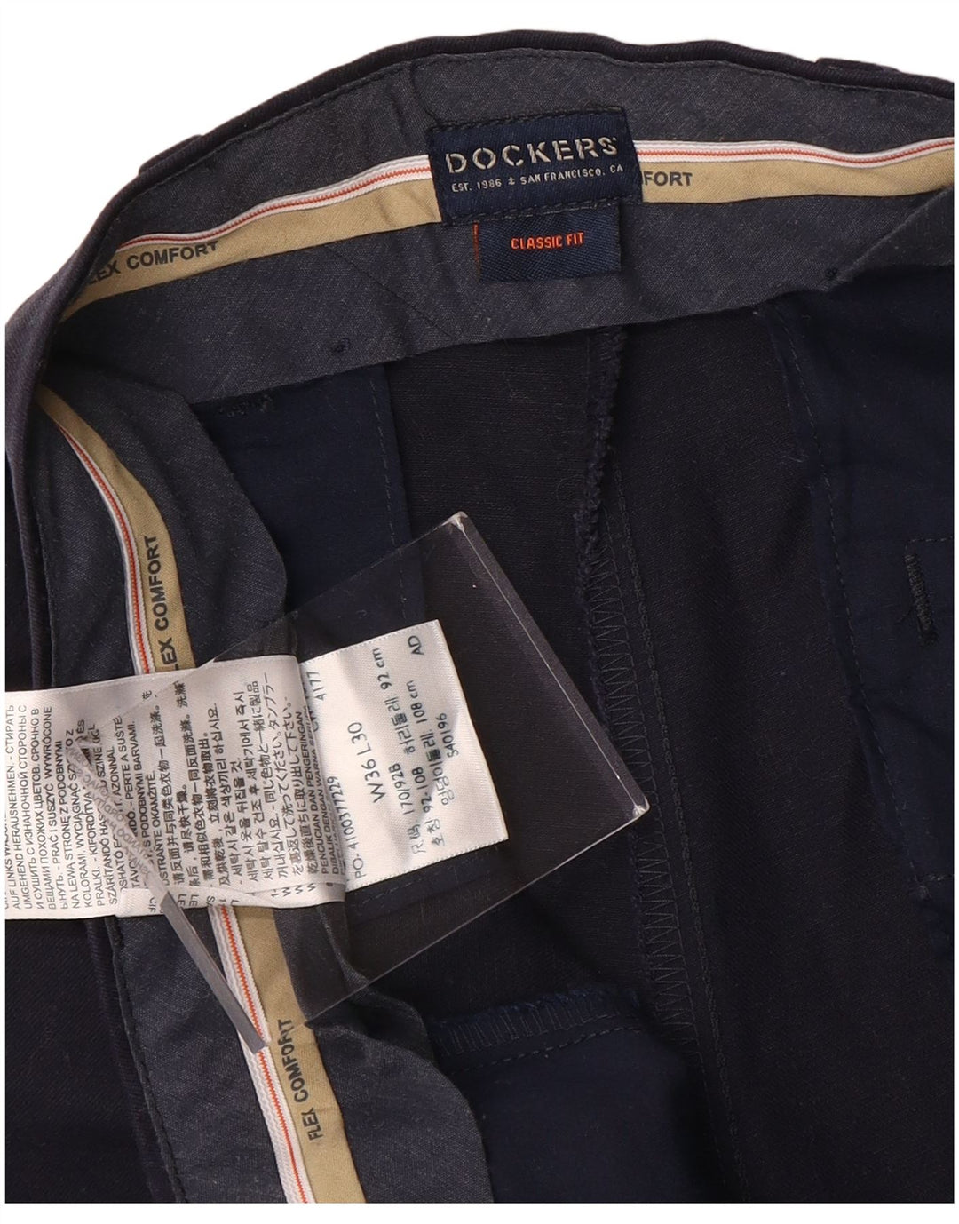 DOCKERS Pantaloni chino pentru bărbați, drepti, cu croiala clasică, L36 L30, bumbac bleumarin